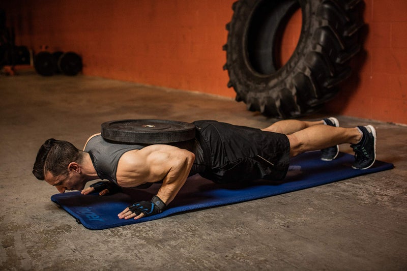 Harbinger Ribbed Durafoam Exercise Mat 5/8-Inch, Blue - Image 1